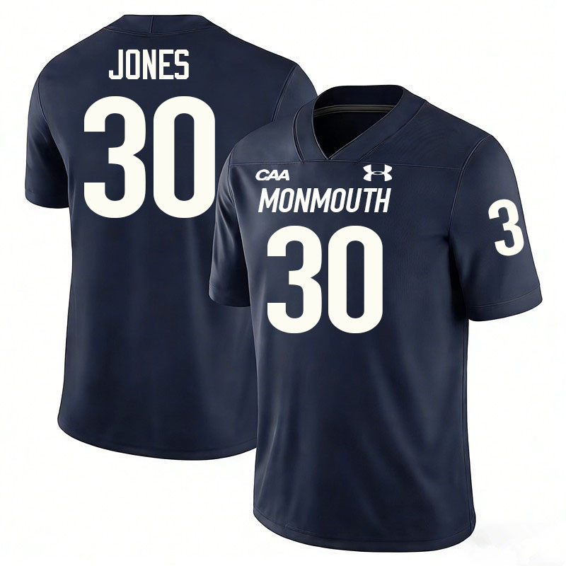 Monmouth Hawks #30 Jaeden Jones College Football Jerseys,Uniforms-Navy